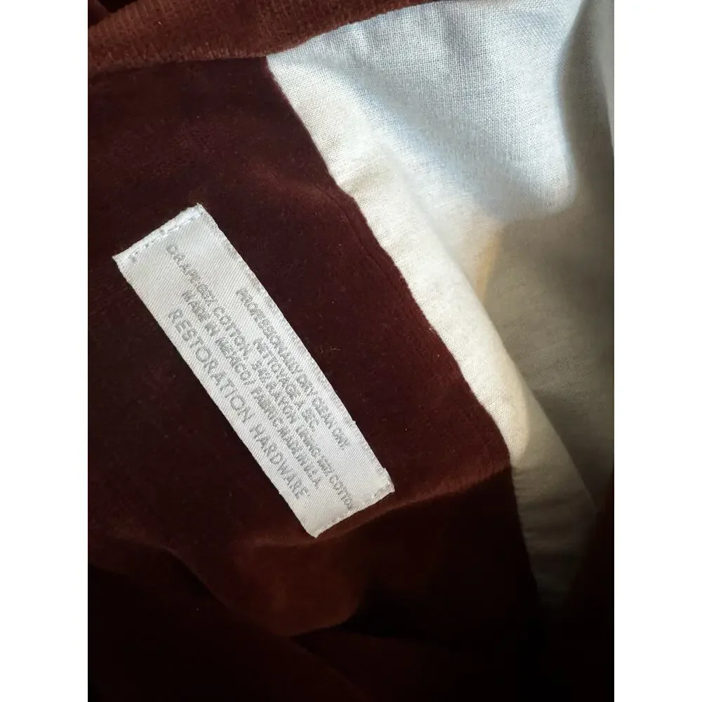 Restoration Hardware (2) Velvet Curtain Panels Red 49 By 80 Pocket DBL Blackout